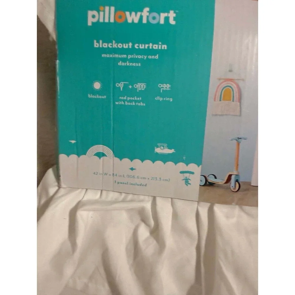 Pillowfort 42x84 Ruffle Kids Blackout Curtain Panel White New